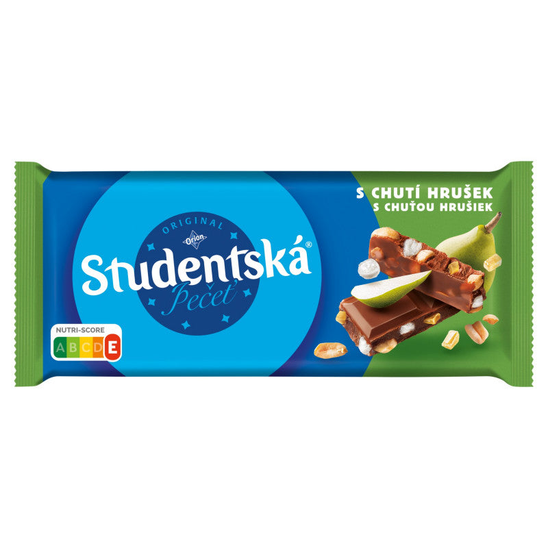 Orion Studentská Czekolada mleczna z orzeszkami żelkami i kawałkami galaretki gruszkowej 170 g